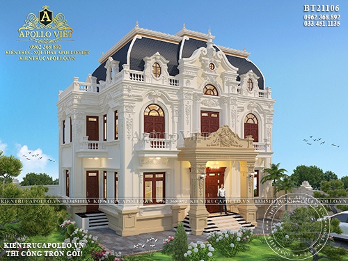 Tham khảo Mẫu Biệt thự 2 tầng 1 tum Tân cổ điển tráng lệ BT21106