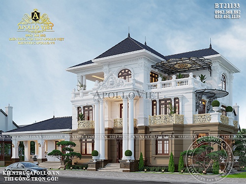 Nhà Biệt thự vườn mái Nhật 3 tầng Tân cổ điển sang trọng BT21133