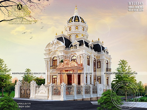 Ấn tượng với mẫu biệt thự lâu đài tân cổ điển 3 tầng BT21145