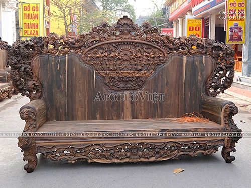 Bàn ghế hoàng gia gỗ mun hoa 10 món độc nhất vô nhị TT20004