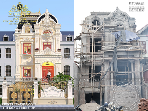 Công trình thực tế mẫu Biệt thự 3 tầng 1 tum thời thượng BT20048