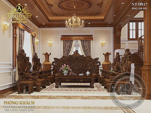 Tổng hợp 5 mẫu nội thất phòng khách Tân cổ điển hoành tráng TH20008