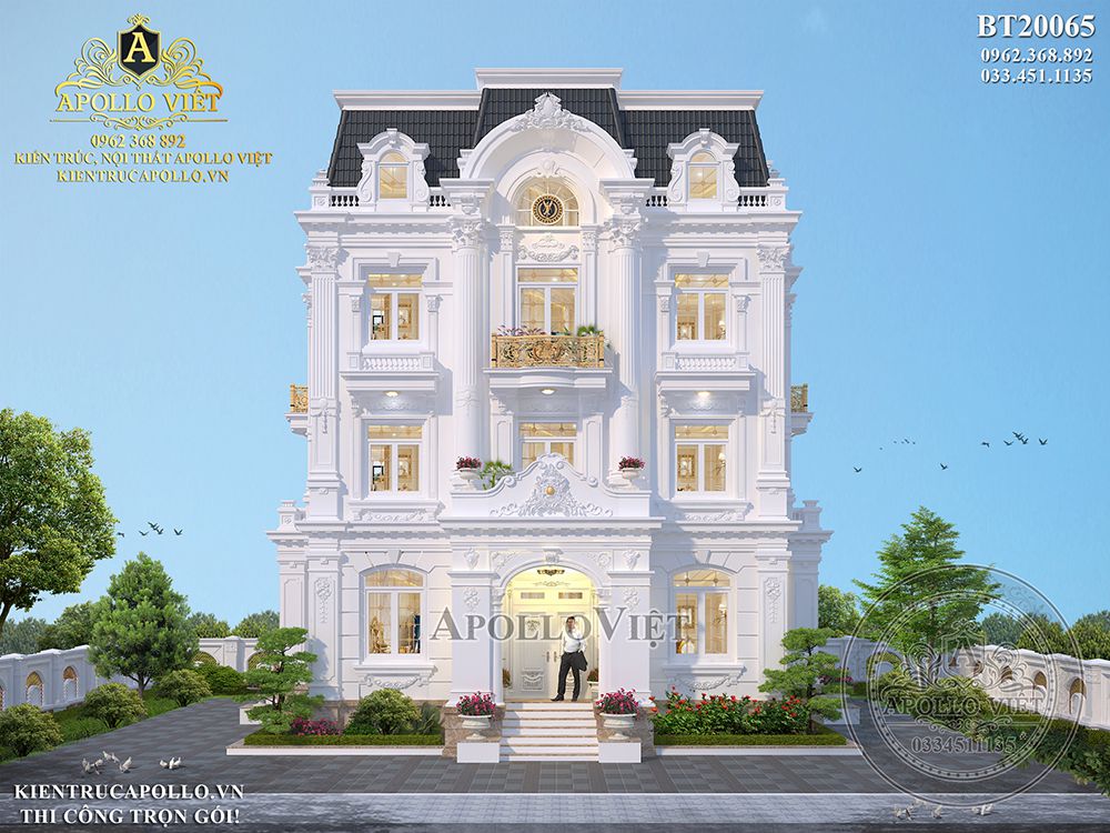Thiết kế biệt thự 3 tầng có gara đẹp độc đáo - Houseland.com.vn