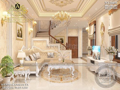 Thiết kế phòng khách kiểu Pháp sang trọng tại Kiên Giang NT20050
