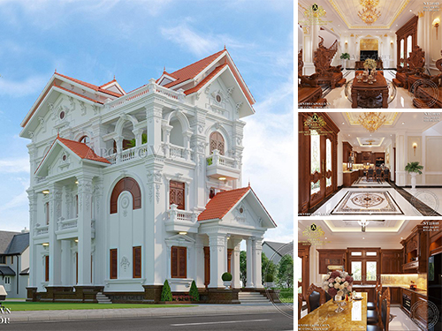 Biệt thự 3 tầng kiểu Pháp mái thái sang trọng bậc nhất BT20043