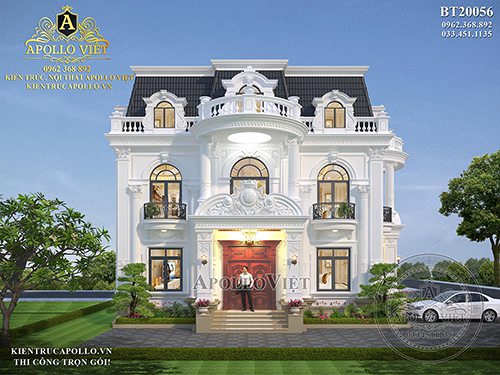 Biệt thự 2 tầng 1 tum tân cổ điển với công năng khoa học BT20056