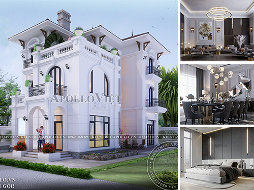 Thiết kế Nhà 3 tầng Tân cổ điển chuẩn phong thủy BT21146