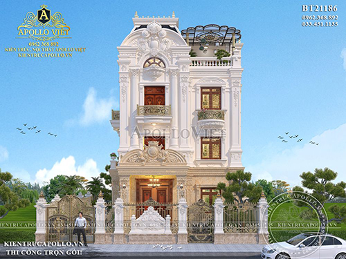 Mẫu Thiết kế Biệt thự Tân cổ điển 3 tầng đẹp HOT TREND BT21186