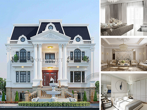 Mẫu biệt thự tân cổ điển hợp phong thủy chiêu tài hút lộc BT19024