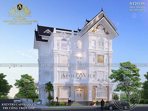 Điểm sáng Biệt thự Tân cổ điển 4 tầng kết hợp mái Thái BT20106