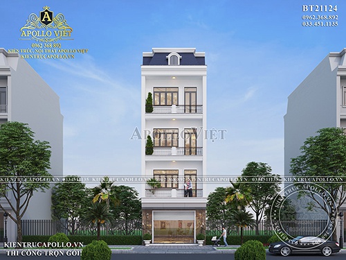 Choáng ngợp mẫu nhà phố 4 tầng 1 tum Tân cổ điển BT21124