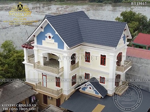Công trình Biệt thự Tân cổ điển mái Thái 3 tầng đẹp BT19017