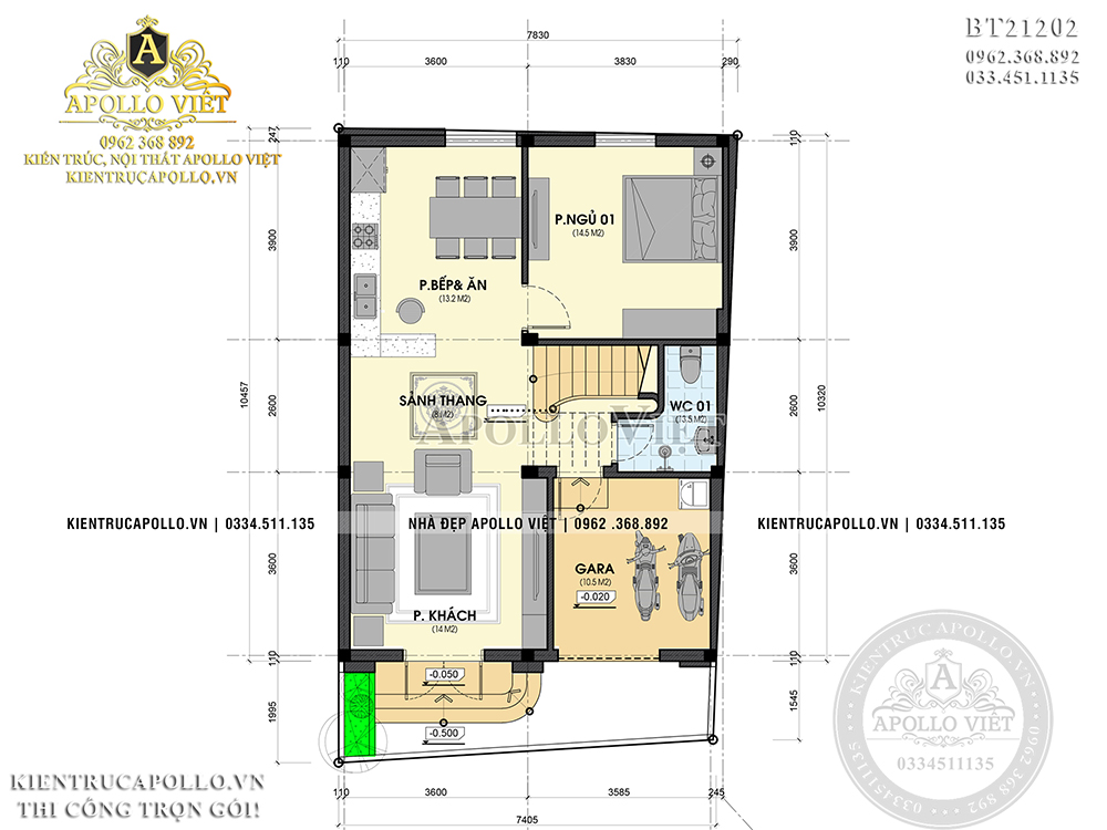 cong-nang-mat-bang-tang-1-thiet-ke-mau-nha-3-tang-tan-co-dien