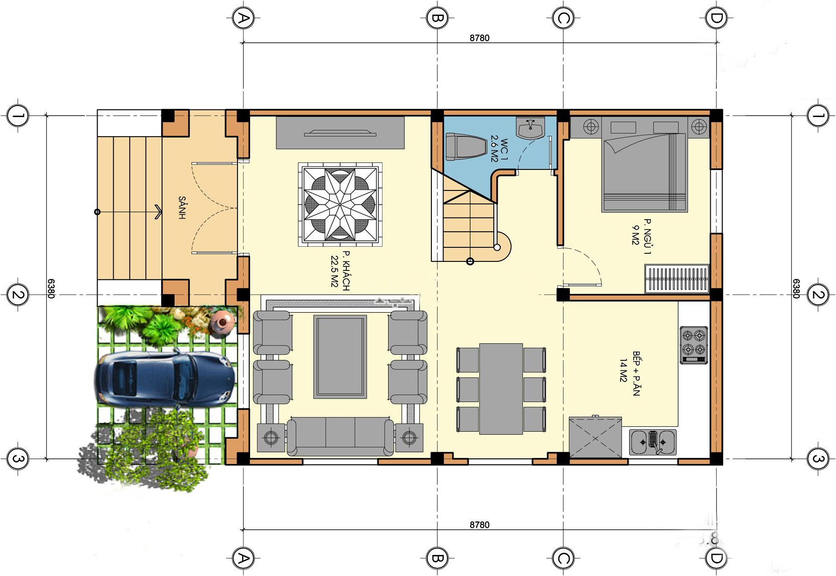 cong-nang-mat-bang-tang-1-thiet-ke-biet-thu-tan-co-dien