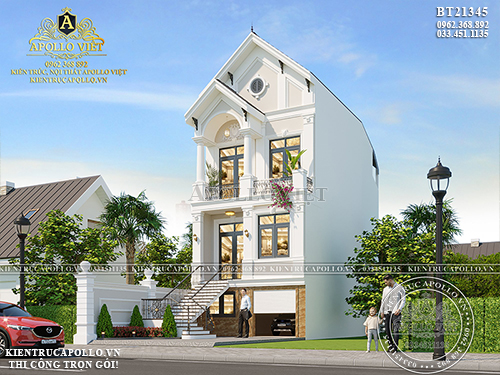 Sống tinh tế với mẫu thiết kế nhà phố 3 tầng Tân cổ điển BT21345