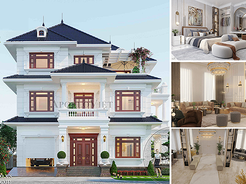 Thiết kế biệt thự Tân cổ điển 2 mặt tiền nổi bật ở Hải Phòng BT19023