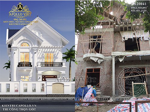 “Nóng hổi” với tiến độ thi công mẫu Nhà mái thái 2 tầng BT20041