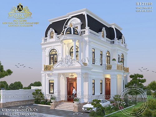 Ngắm nhìn mẫu thiết kế nhà biệt thự tân cổ điển 2 tầng đẹp BT21180