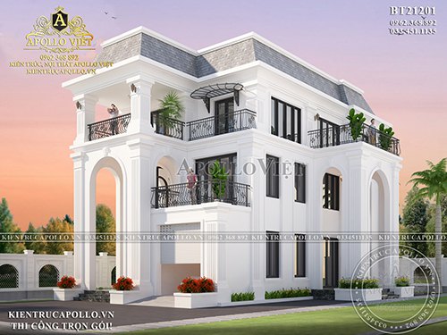 Thiết kế Biệt thự tân cổ điển 3 tầng sang trọng, mới lạ BT21201
