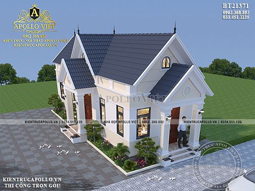 Tham khảo mẫu thiết kế biệt thự 1 tầng đẹp, ấn tượng BT21371