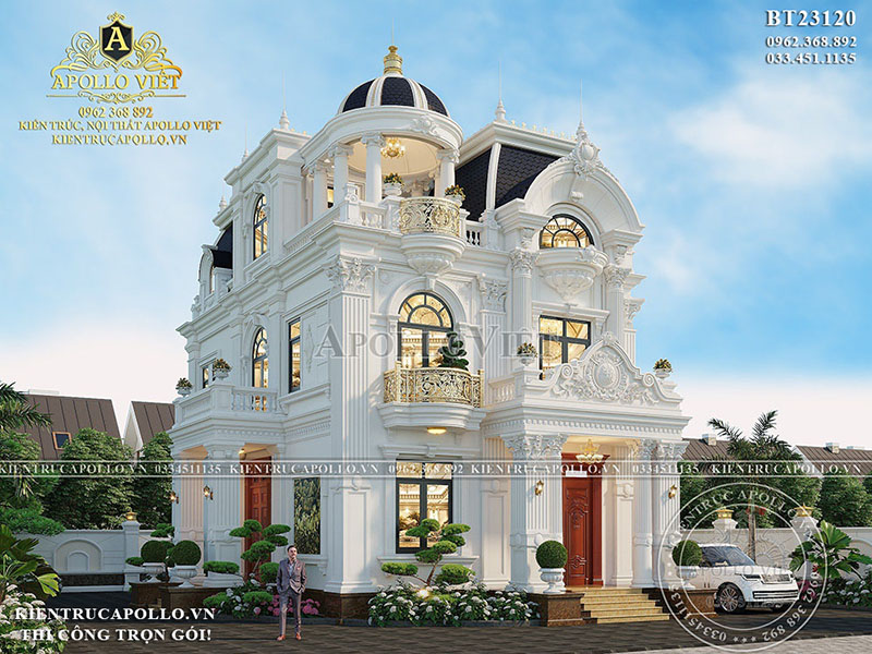 Thiết kế Biệt thự tân cổ điển 3 tầng châu Âu sang trọng BT23120
