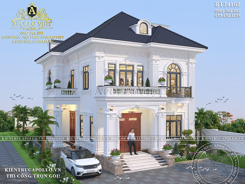 Mẫu biệt thự vườn 2 tầng mái Nhật hiện đại, xu hướng thiết kế 2024