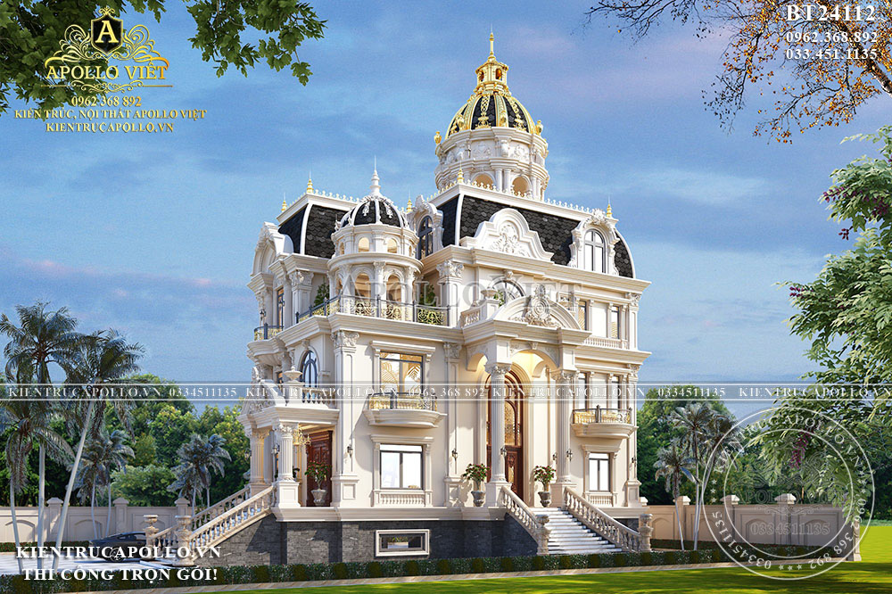 Mẫu biệt thự lâu đài tân cổ điển đẹp mê hồn đẳng cấp tại Nghệ An BT24112
