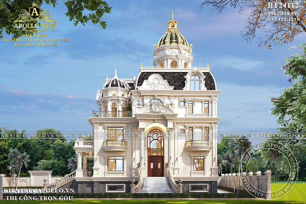 Mẫu biệt thự lâu đài tân cổ điển đẹp mê hồn đẳng cấp tại Nghệ An BT24112
