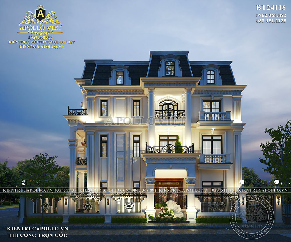 SIÊU HOT| Biệt thự Tân cổ điển 3 tầng kiểu Pháp kiều diễm BT24118