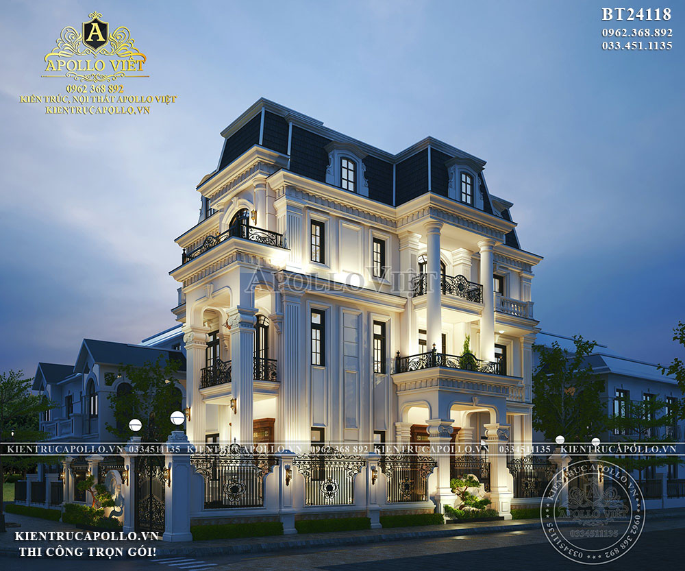 SIÊU HOT| Biệt thự Tân cổ điển 3 tầng kiểu Pháp kiều diễm BT24118
