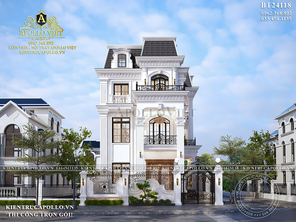 SIÊU HOT| Biệt thự Tân cổ điển 3 tầng kiểu Pháp kiều diễm BT24118