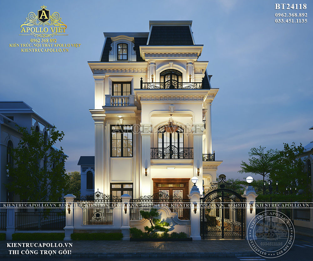 SIÊU HOT| Biệt thự Tân cổ điển 3 tầng kiểu Pháp kiều diễm BT24118