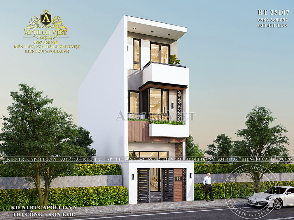 Mẫu Biệt Thự Hiện Đại 3 Tầng - Thiết Kế Tinh Gọn, Công Năng Tối Ưu Cho Gia Đình Việt BT 25107