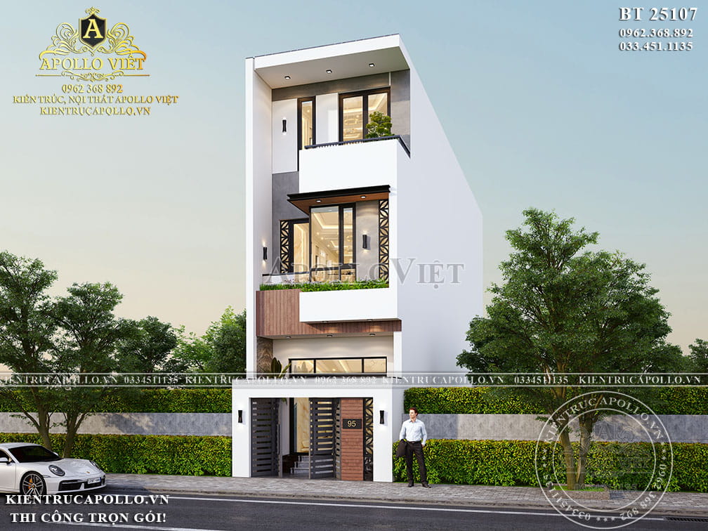 Mẫu Biệt Thự Hiện Đại 3 Tầng - Thiết Kế Tinh Gọn, Công Năng Tối Ưu Cho Gia Đình Việt BT 25107