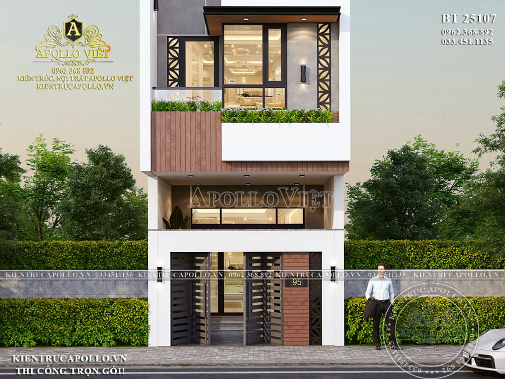 Mẫu Biệt Thự Hiện Đại 3 Tầng - Thiết Kế Tinh Gọn, Công Năng Tối Ưu Cho Gia Đình Việt BT 25107