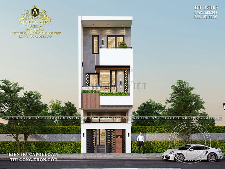 Mẫu Biệt Thự Hiện Đại 3 Tầng - Thiết Kế Tinh Gọn, Công Năng Tối Ưu Cho Gia Đình Việt BT 25107