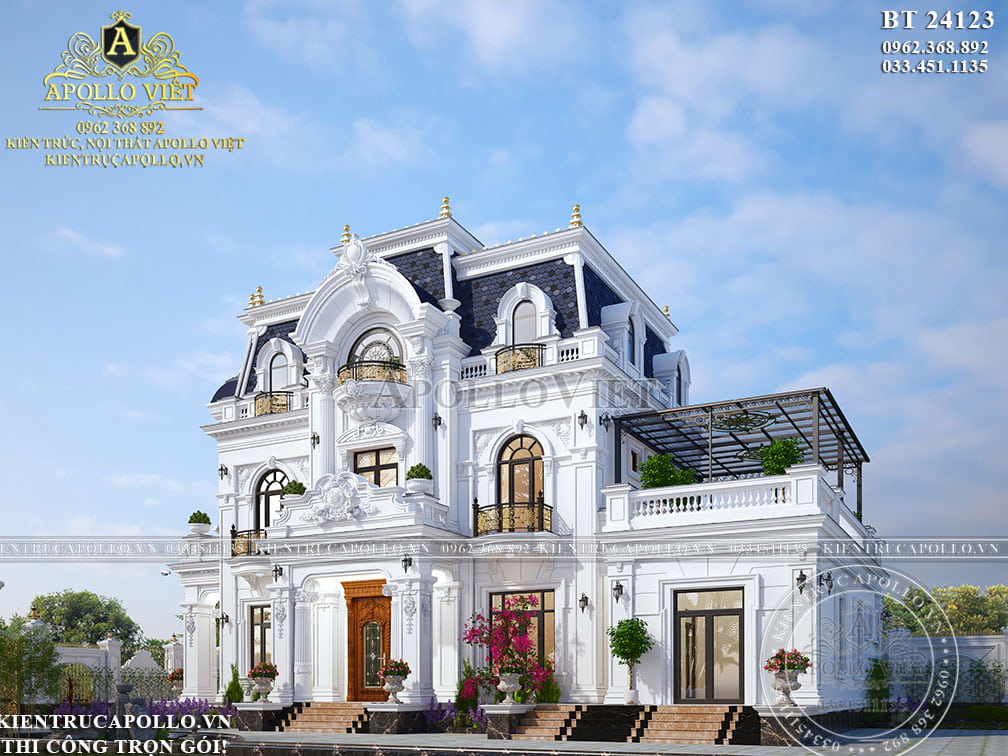 Thiết Kế & Thi Công Trọn Gói Biệt Thự Tân Cổ Điển 2 Tầng 1 Tum Chuyên Nghiệp Tại Hà Nam BT24123