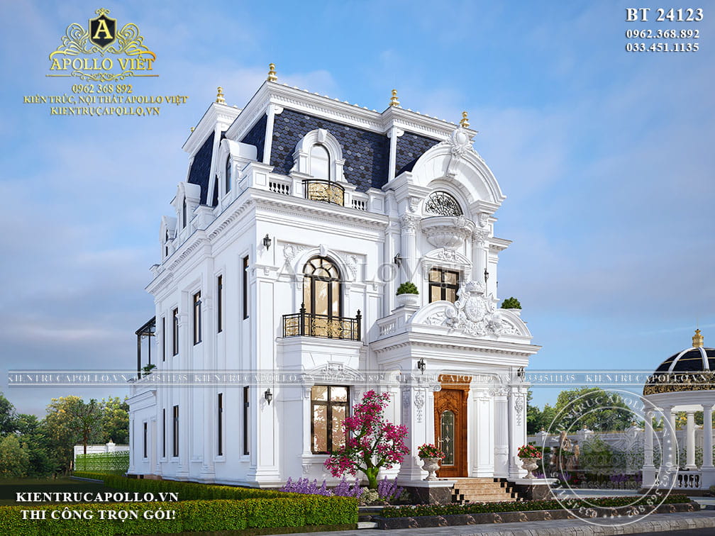 Thiết Kế & Thi Công Trọn Gói Biệt Thự Tân Cổ Điển 2 Tầng 1 Tum Chuyên Nghiệp Tại Hà Nam BT24123