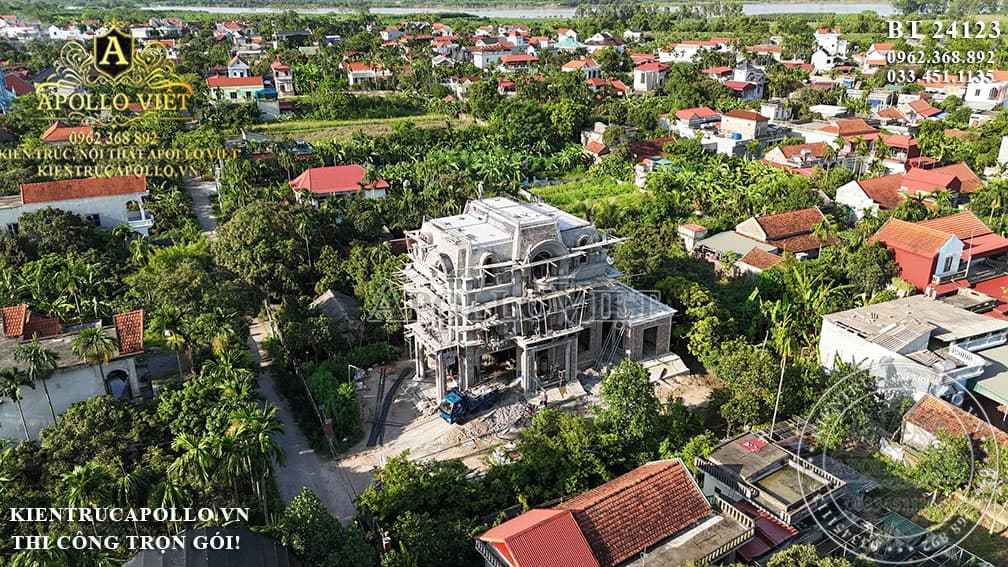 Thiết Kế & Thi Công Trọn Gói Biệt Thự Tân Cổ Điển 2 Tầng 1 Tum Chuyên Nghiệp Tại Hà Nam BT24123