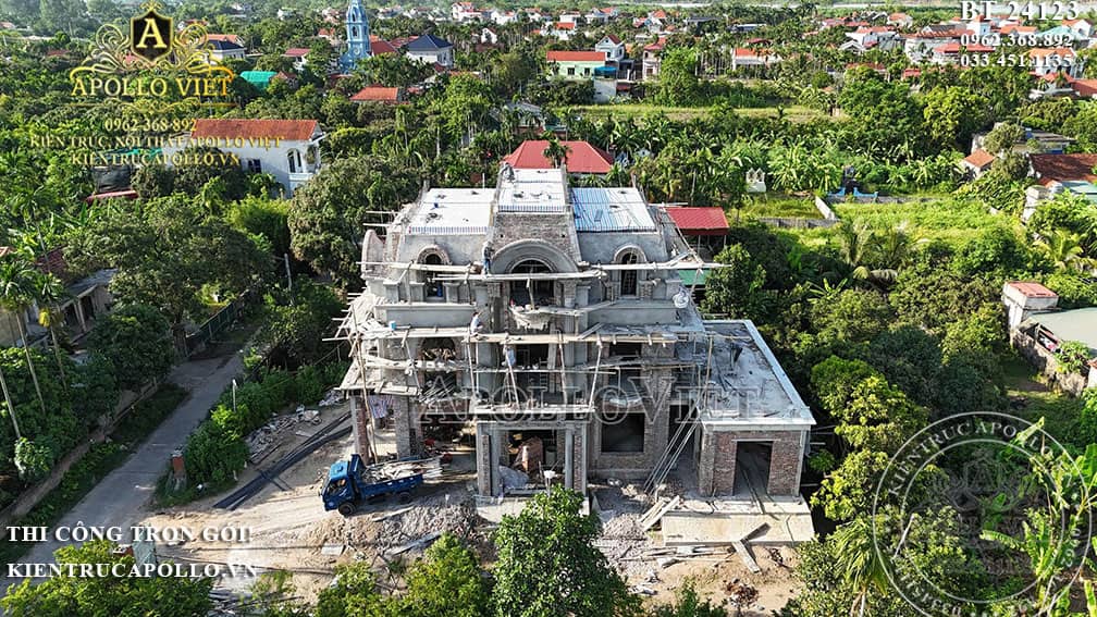 Thiết Kế & Thi Công Trọn Gói Biệt Thự Tân Cổ Điển 2 Tầng 1 Tum Chuyên Nghiệp Tại Hà Nam BT24123