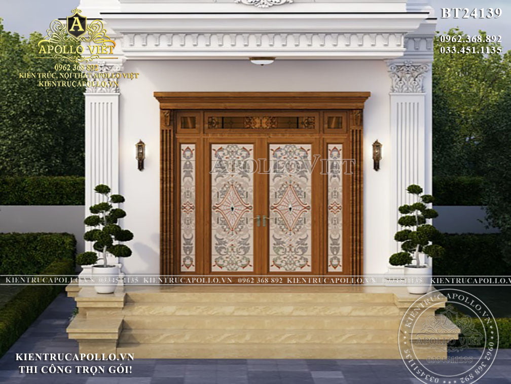 Trọn Bộ Thiết Kế Biệt Thự Phố Tân Cổ Điển 3 Tầng 1 Tum Trắng – Đẹp Như Mơ BT24139