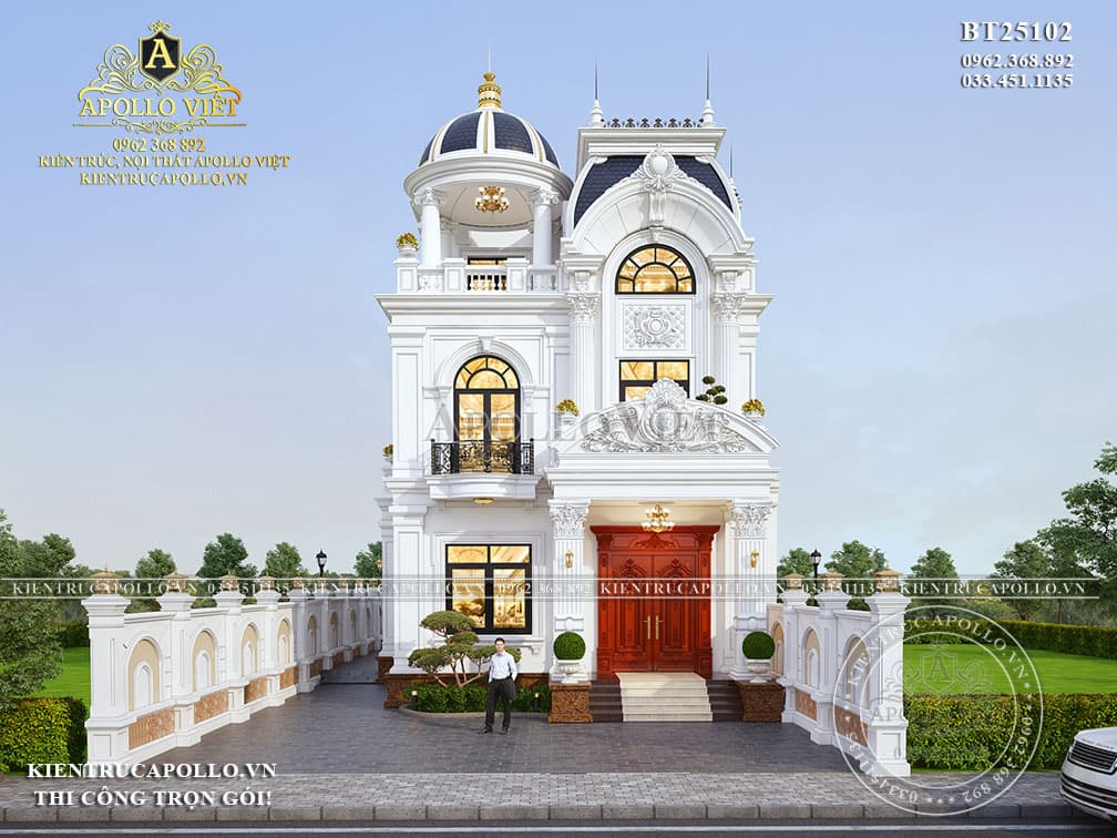 Chiêm Ngưỡng Mẫu biệt thự 2 tầng 1 tum tân cổ điển đẹp tại Hải Phòng của gia đình anh Hoàng