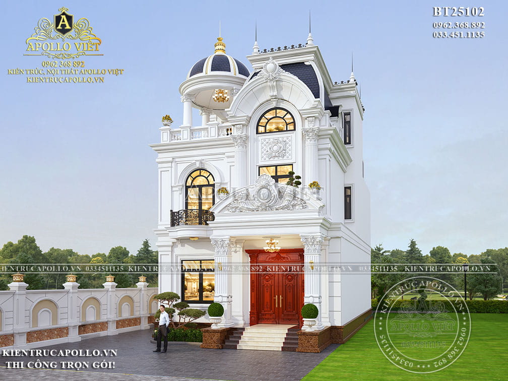 Chiêm Ngưỡng Mẫu biệt thự 2 tầng 1 tum tân cổ điển đẹp tại Hải Phòng của gia đình anh Hoàng