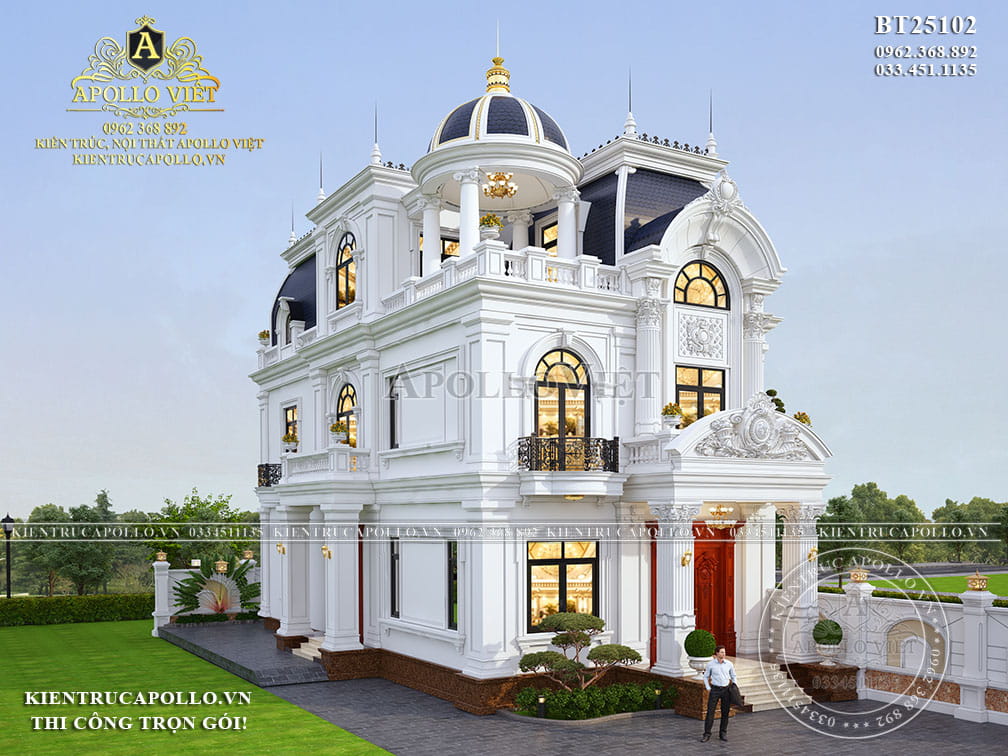 Chiêm Ngưỡng Mẫu biệt thự 2 tầng 1 tum tân cổ điển đẹp tại Hải Phòng của gia đình anh Hoàng