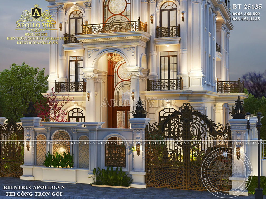 Khám phá mẫu biệt thự 3 tầng 1 tum tân cổ điển - chuẩn tỷ lệ vàng BT25135