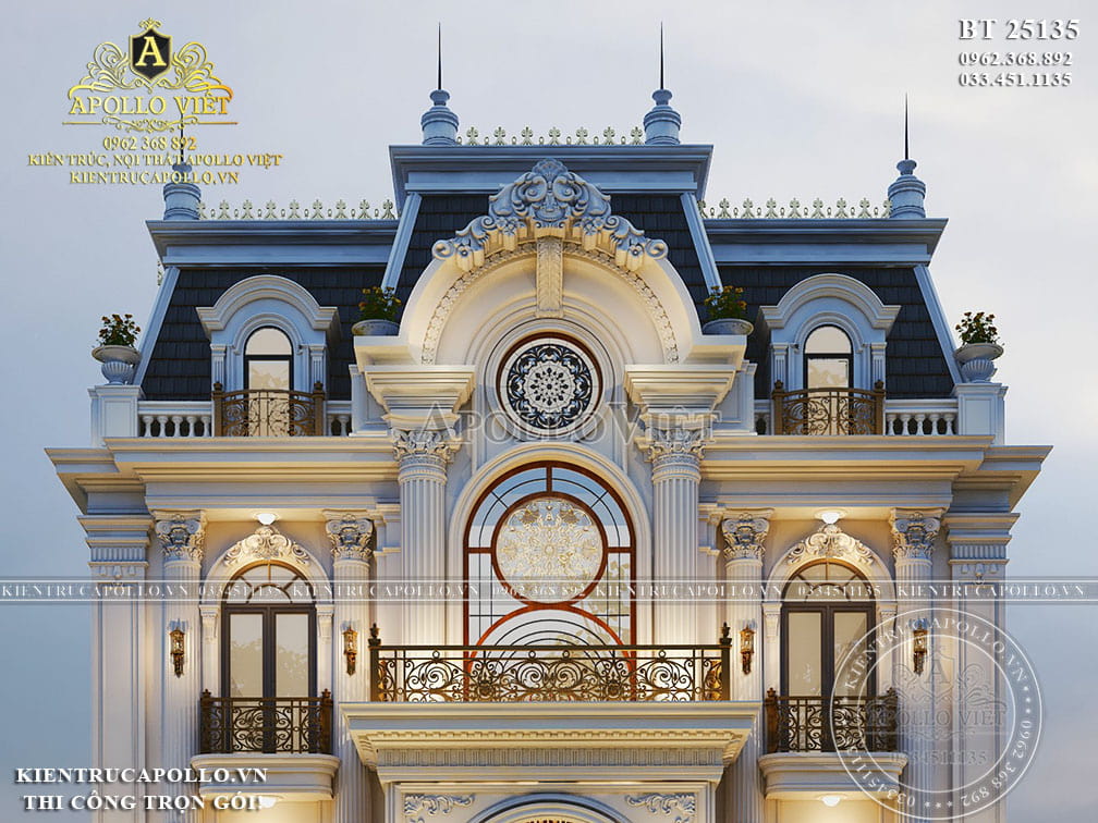 Khám phá mẫu biệt thự 3 tầng 1 tum tân cổ điển - chuẩn tỷ lệ vàng BT25135