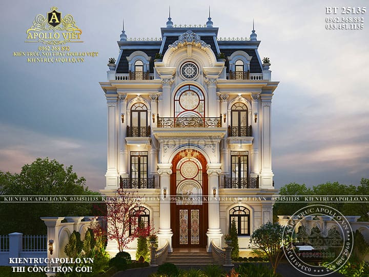 Khám phá mẫu biệt thự 3 tầng 1 tum tân cổ điển - chuẩn tỷ lệ vàng BT25135