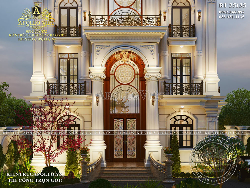 Khám phá mẫu biệt thự 3 tầng 1 tum tân cổ điển - chuẩn tỷ lệ vàng BT25135